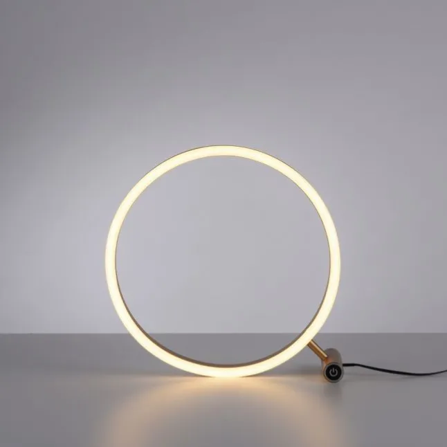 LED Tischlampe messing matt rund Ø30cm Touchdimmer Switchmo warmweiß