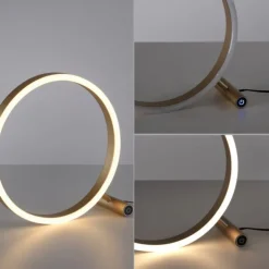 LED Tischlampe messing matt rund Ø30cm Touchdimmer Switchmo warmweiß