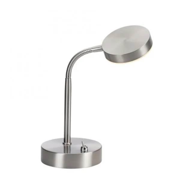 LED Tischlampe silberfarbig drehbar Schalter warmweiß Schreibtischlampe