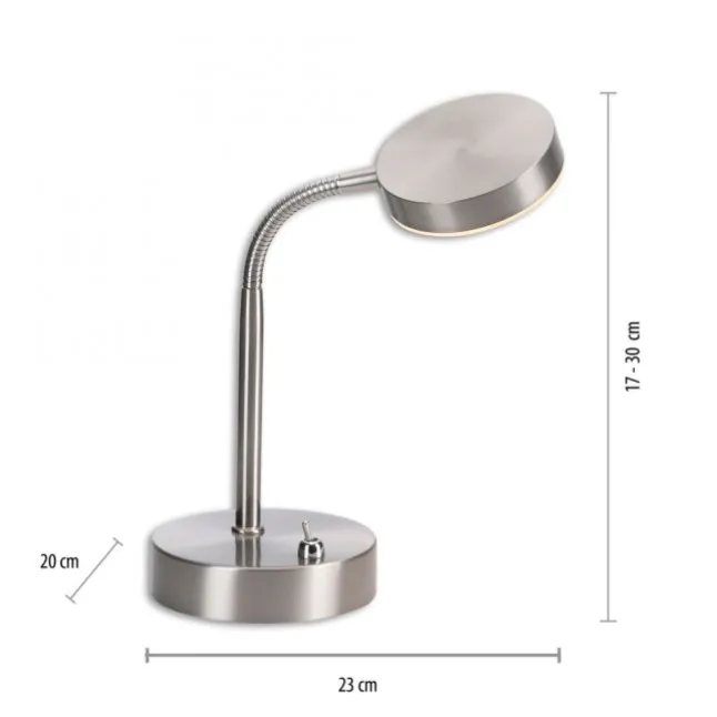 LED Tischlampe silberfarbig drehbar Schalter warmweiß Schreibtischlampe