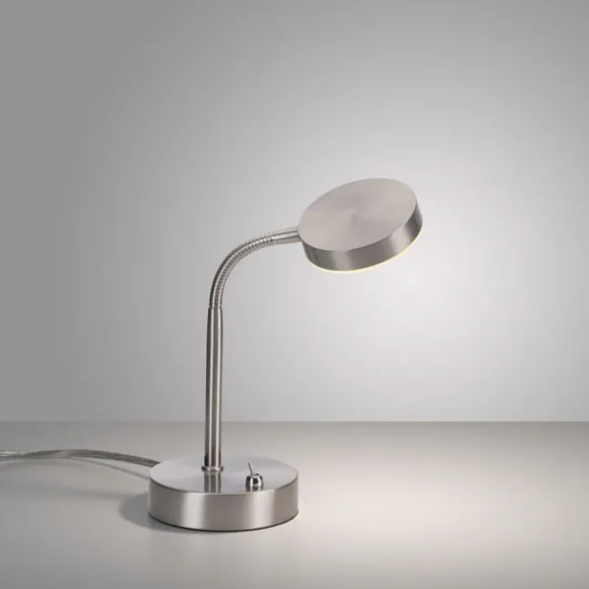 LED Tischlampe silberfarbig drehbar Schalter warmweiß Schreibtischlampe