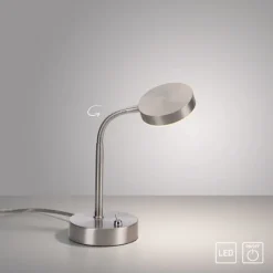 LED Tischlampe silberfarbig drehbar Schalter warmweiß Schreibtischlampe
