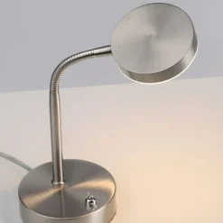 LED Tischlampe silberfarbig drehbar Schalter warmweiß Schreibtischlampe