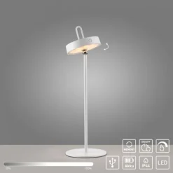 LED Tischlampe weiß Akku Touchdimmer spritzwassergeschützt USB