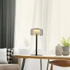 LED Tischleuche schwarz stufenlos dimmbar Rauchglas Memoryfunktion