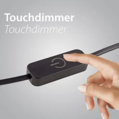 LED Tischleuche schwarz stufenlos dimmbar Rauchglas Memoryfunktion