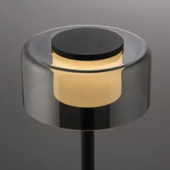 LED Tischleuche schwarz stufenlos dimmbar Rauchglas Memoryfunktion
