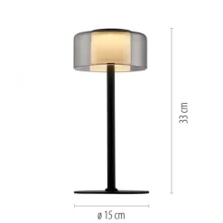 LED Tischleuche schwarz stufenlos dimmbar Rauchglas Memoryfunktion