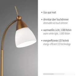 LED-Tischleuchte, altmessing, Flexarm, Touchdimmer, blendfrei, warmweiß
