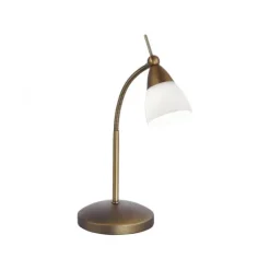 LED-Tischleuchte, altmessing, Flexarm, Touchdimmer, blendfrei, warmweiß