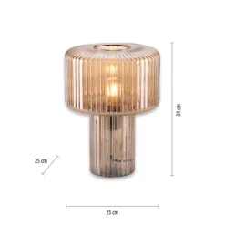 LED Tischleuchte amberfarben Pilzform Glas Ø25cm Schalter