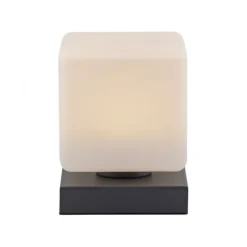 LED Tischleuchte anthrazit farbig Würfelform Touchdimmer zeitloses Design