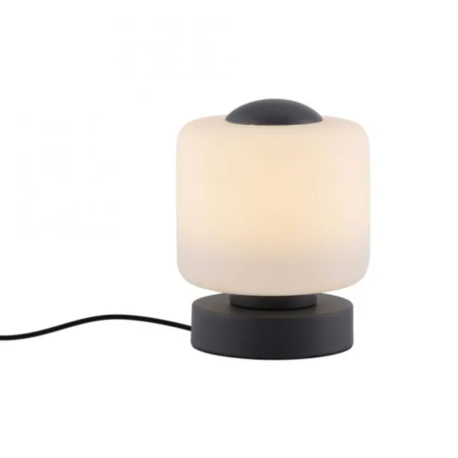 LED Tischleuchte anthrazit farbig rund Touchdimmer zeitloses Design