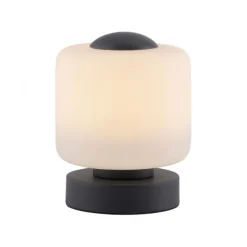 LED Tischleuchte anthrazit farbig rund Touchdimmer zeitloses Design