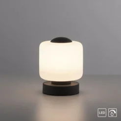 LED Tischleuchte anthrazit farbig rund Touchdimmer zeitloses Design