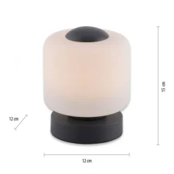 LED Tischleuchte anthrazit farbig rund Touchdimmer zeitloses Design