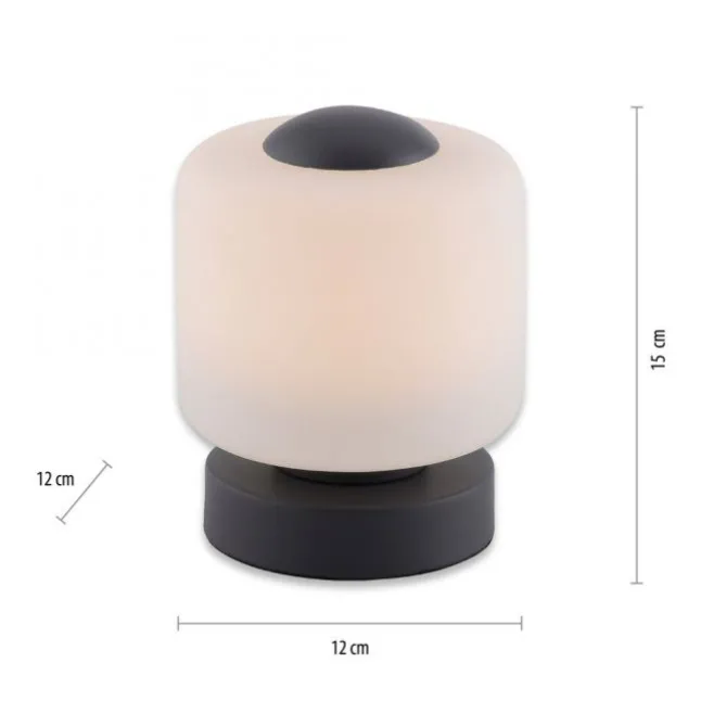 LED Tischleuchte anthrazit farbig rund Touchdimmer zeitloses Design