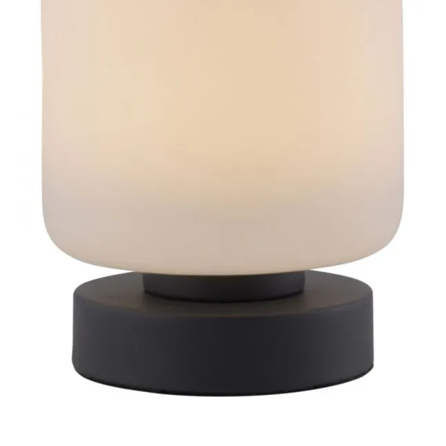 LED Tischleuchte anthrazit farbig rund Touchdimmer zeitloses Design