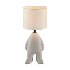 LED Tischleuchte beige Männchen stehend Stoffschirm mit Schnurschalter