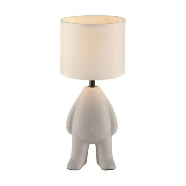 LED Tischleuchte beige Männchen stehend Stoffschirm mit Schnurschalter