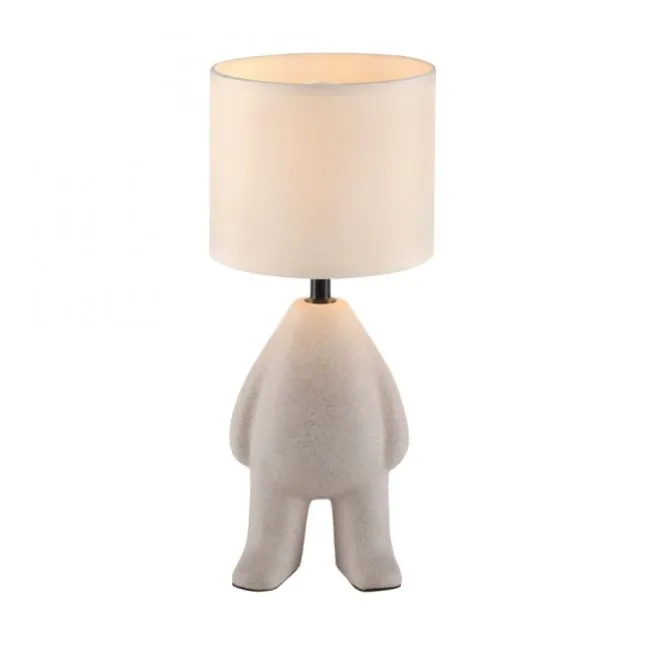 LED Tischleuchte beige Männchen stehend Stoffschirm mit Schnurschalter