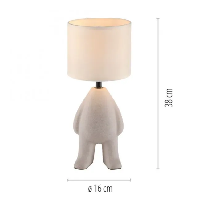 LED Tischleuchte beige Männchen stehend Stoffschirm mit Schnurschalter