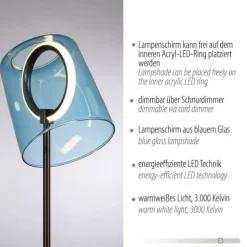 LED Tischleuchte blau dimmbar per Schnurdimmer Beistelllampe