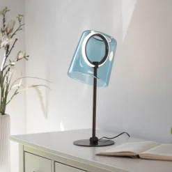LED Tischleuchte blau dimmbar per Schnurdimmer Beistelllampe
