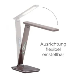 LED Tischleuchte, braun, Dimmfunktion, Induktionsladefläche, Displayanzeige