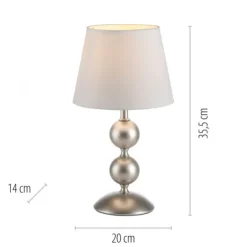 LED Tischleuchte bronze creme weißer Stoffdschirm Schnurschalter