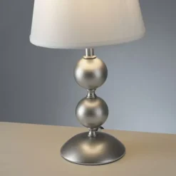 LED Tischleuchte bronze creme weißer Stoffdschirm Schnurschalter