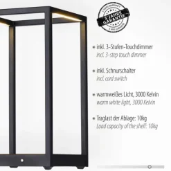 LED Tischleuchte CONNI schwarz, warmweiß, dimmbar, Innenleuchte