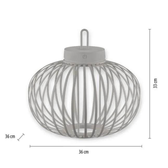 LED Tischleuchte D=36cm greige Akkulampe USB IP44 dimmbar per Touch