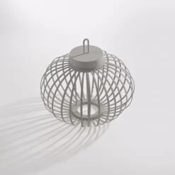 LED Tischleuchte D=36cm greige Akkulampe USB IP44 dimmbar per Touch