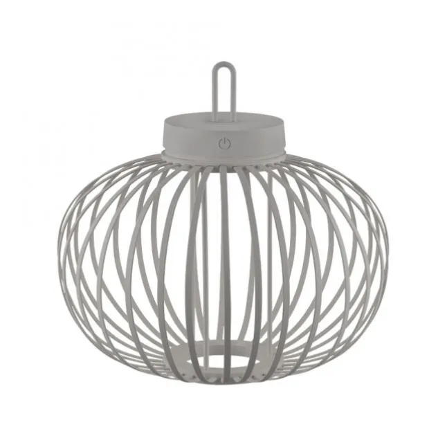 LED Tischleuchte D=36cm greige Akkulampe USB IP44 dimmbar per Touch