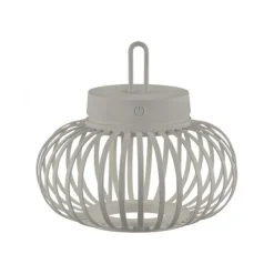 LED Tischleuchte D=25cm greige Akkulampe USB IP44 dimmbar per Touch