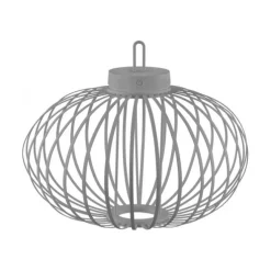 LED Tischleuchte D=46cm greige Akkulampe USB IP44 dimmbar per Touch