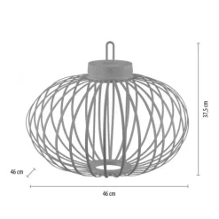 LED Tischleuchte D=46cm greige Akkulampe USB IP44 dimmbar per Touch