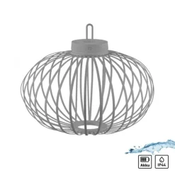 LED Tischleuchte D=46cm greige Akkulampe USB IP44 dimmbar per Touch