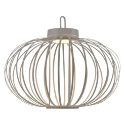LED Tischleuchte D=46cm greige Akkulampe USB IP44 dimmbar per Touch