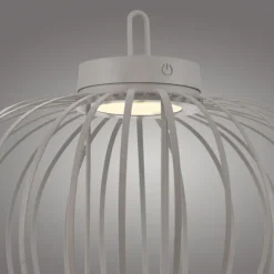 LED Tischleuchte D=46cm greige Akkulampe USB IP44 dimmbar per Touch