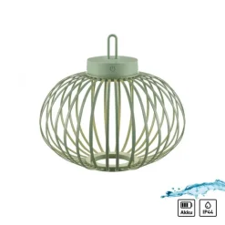 LED Tischleuchte D=36cm grün Akkulampe USB IP44 dimmbar per Touch