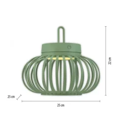 LED Tischleuchte D=25cm grün Akkulampe USB IP44 dimmbar per Touch