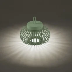 LED Tischleuchte D=25cm grün Akkulampe USB IP44 dimmbar per Touch