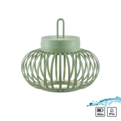 LED Tischleuchte D=25cm grün Akkulampe USB IP44 dimmbar per Touch