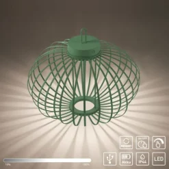 LED Tischleuchte D=46cm grün Akkulampe USB IP44 dimmbar per Touch