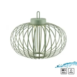 LED Tischleuchte D=46cm grün Akkulampe USB IP44 dimmbar per Touch