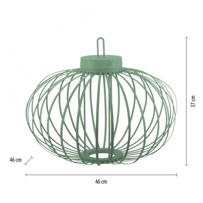 LED Tischleuchte D=46cm grün Akkulampe USB IP44 dimmbar per Touch