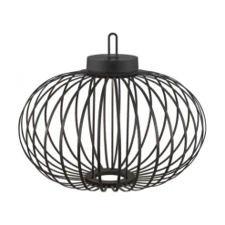 LED Tischleuchte D=46cm schwarz Akkulampe USB IP44 dimmbar per Touch