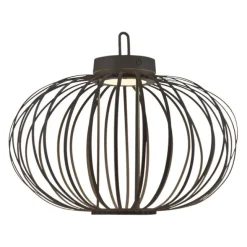 LED Tischleuchte D=46cm schwarz Akkulampe USB IP44 dimmbar per Touch
